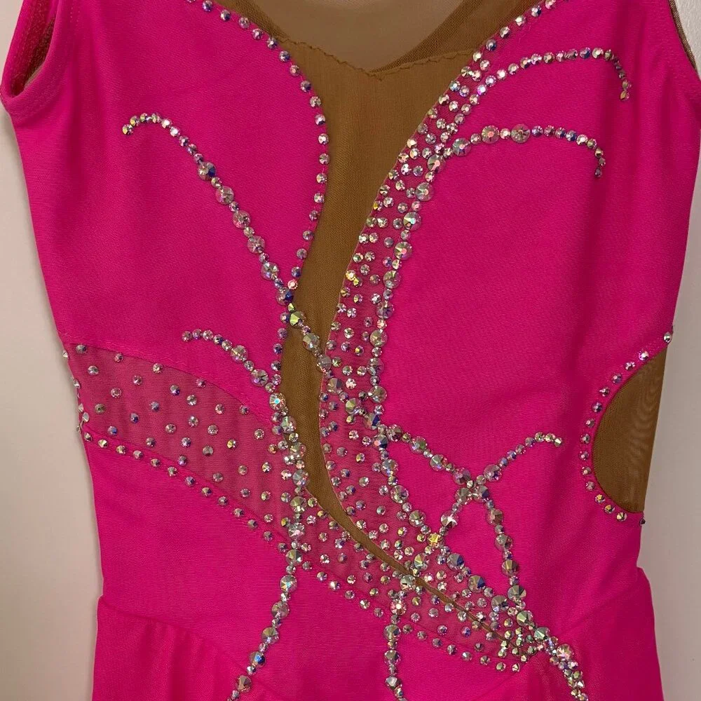 Sharene Designs Style 7253 Girls pink figure skating dress size Large size 12